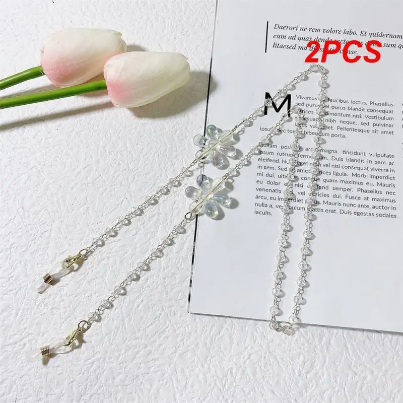 2PCS Mask Lanyard Mask Rope Multifunction Flower Butterfly Transparent Home Decor Glasses Chain Eyeglasses Mask Chains Anti-lost