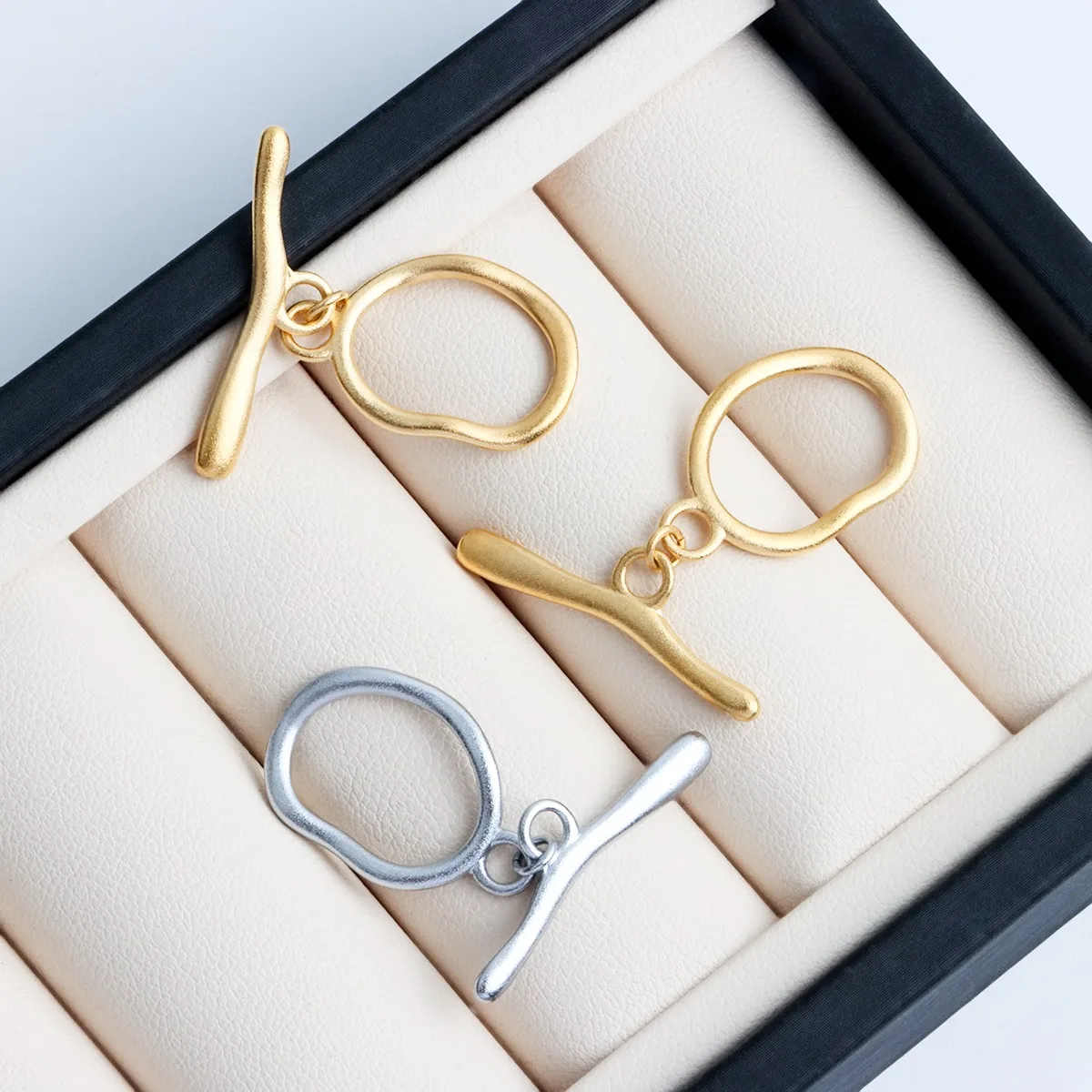 

High Color Retention 18K Gold Plated Matte Baroque Irregular OT Buckle, Necklace Bracelet Closing Buckle DIY Accessories