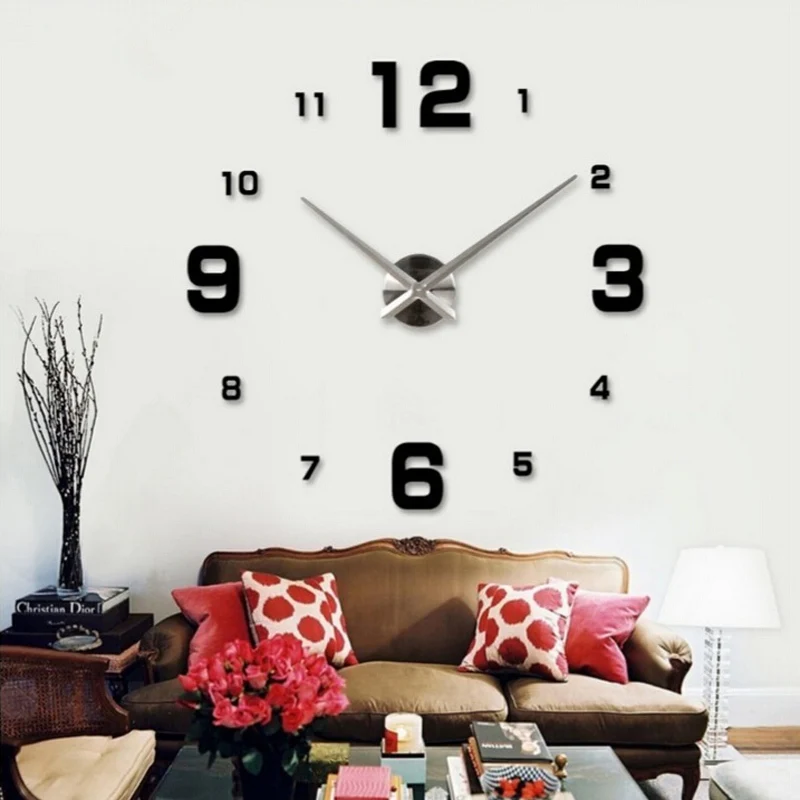 New Wall Clock Clocks Watch Horloge Murale DIY 3D Acrylic Mirror Large Home Quartz Circular Needle Modern Hot Sell