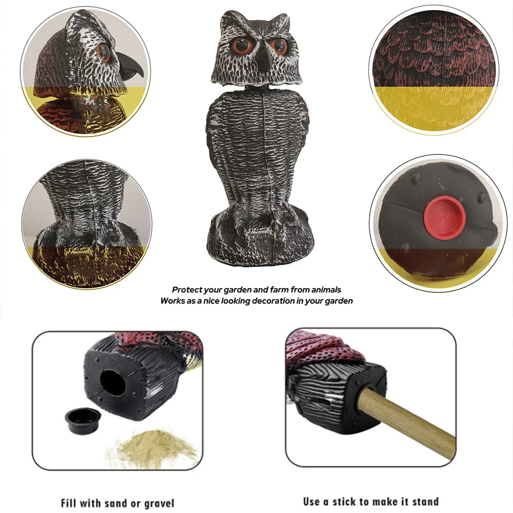 ABS Clear Texture Garden Owl Decor For Scaring Away Birds And Soft Texture Is Not Easy To Break.
