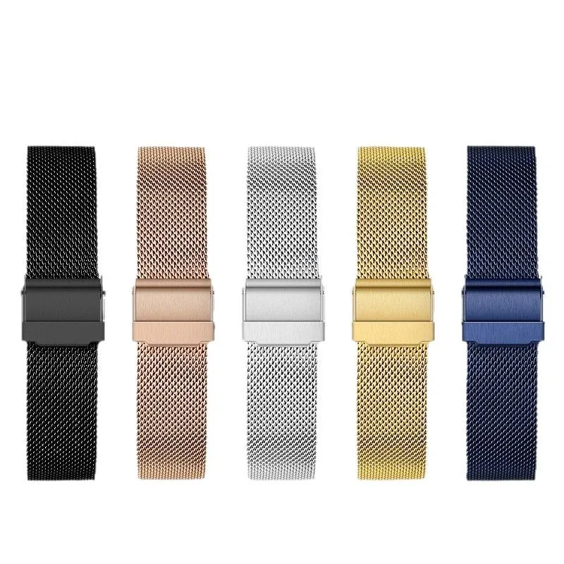 10/12/13/14/15/16/17/18/19/20/21/22/24mm pulseira de relógio de aço inoxidável milanês masculino feminino banda universal pulseira de liberação rápida