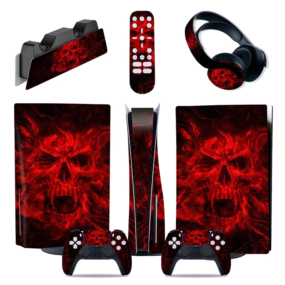 

Five in One Full Skins Compatible with Ps5 Console Controller Disc Edition, Vinyl Decal Stickers for Ps5 Console Disc Edition