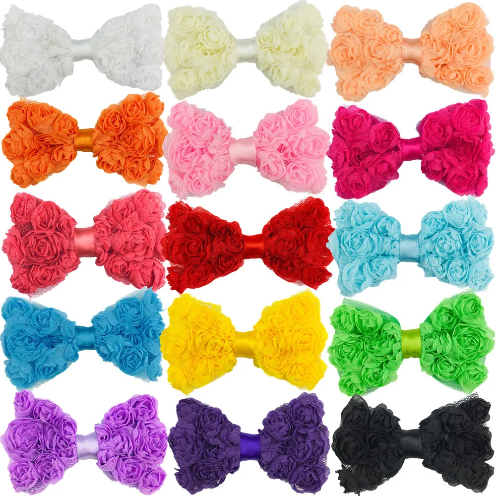 

200pcs Wholesale Wholesale 8cm Kids Chiffon Bow Diy Handmade Hair Accessories Can Be Matched With Headband Hairpin