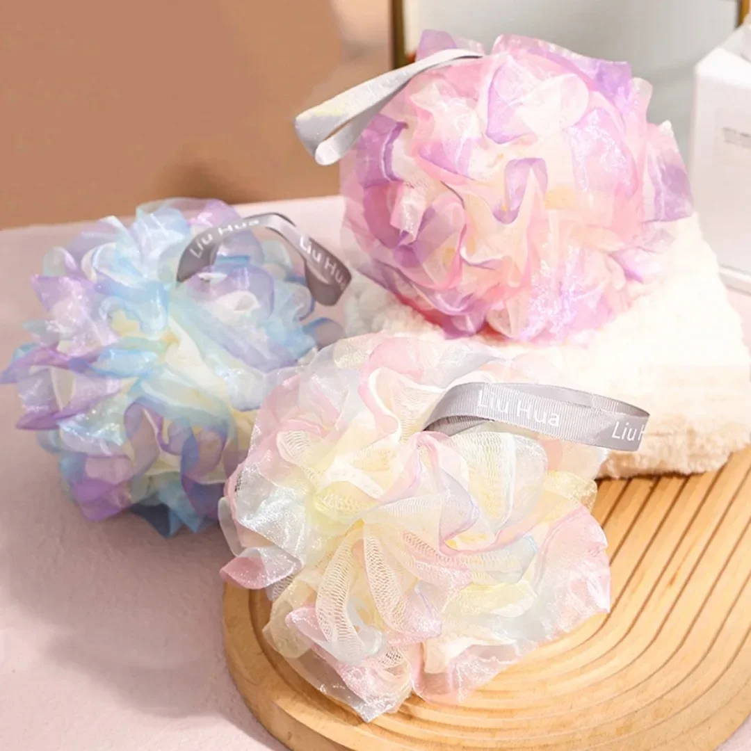1pc Colourful Soft Bathing Flower Foaming Sponge Bubble Wisp for Body Exfoliating Shower Flower Mesh Ball Body Wash Skin Cleaner
