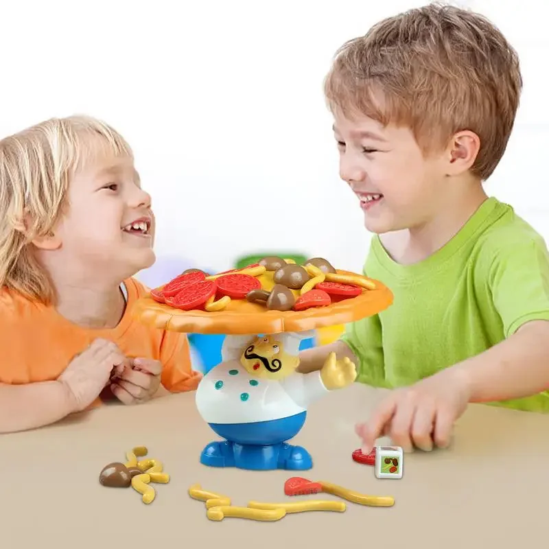 Balancing Pizza Game Tabletop Funny Stacking Topple Pizza Toy Multiplayer Board Game for Family Parties Parent Child Interactive