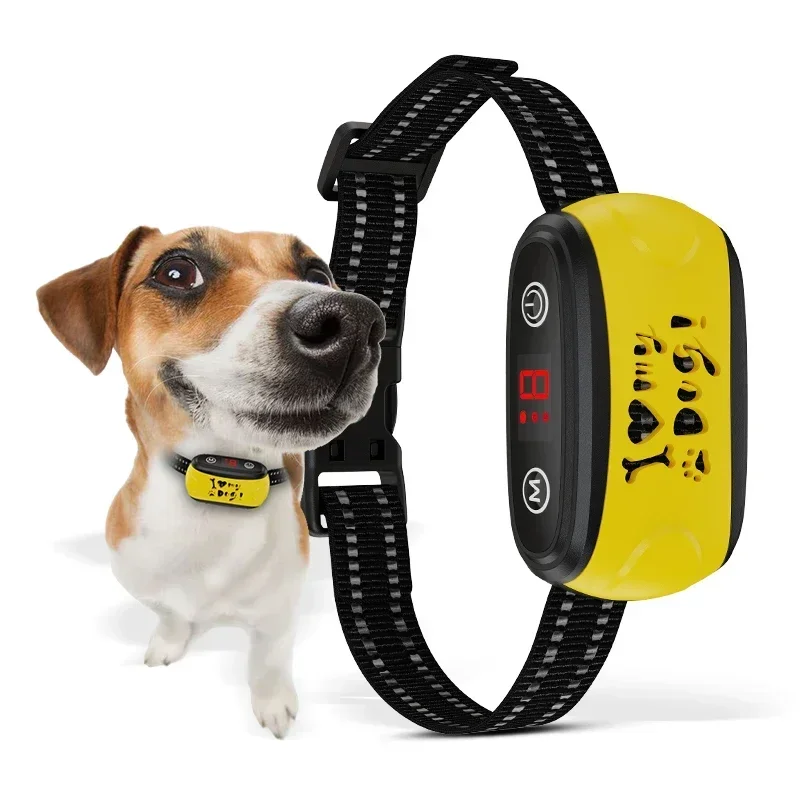 Electric Collar Dog Training Smart Anti Barking Device, Pet Bark Stopper Dog Training Bark Collar Beep Waterproof Collar for Dog