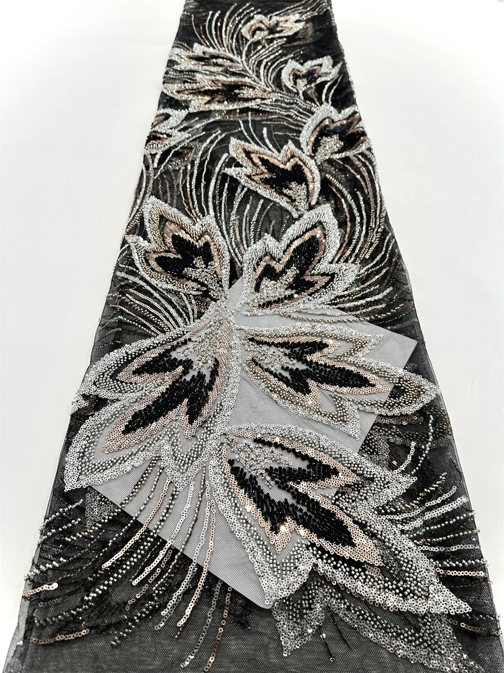 고품질 아프리카 골드 수제 페르시 레이스 Fabirc 2025 봉제 장식 조각 자수 Nigreian 레이스 원단 여성 웨딩 드레스