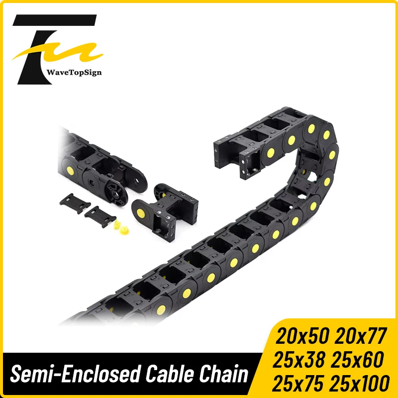 WaveTopSign Cable Chains Bridge Type Both Side Opening 20x50 20x77 25x38 25x60 25x75 25x100mm Plastic Towline Transmission