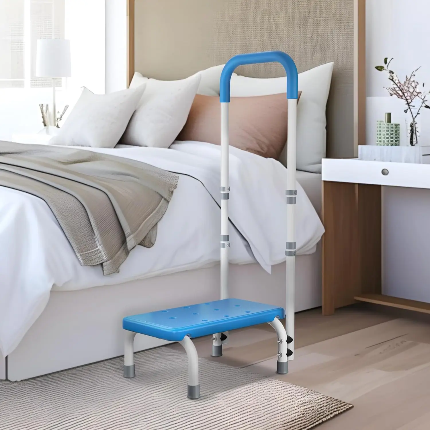 

Медицинский табурет-ступенька с ручкой для пожилых людей — прочный легкий табурет-ступенька для прикроватной тумбочки для взрослых, нескользящая резиновая платформа