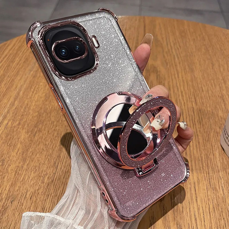 

Противоударный силиконовый чехол с блестками и зеркальным эффектом для VIVO IQOO Z11 Turbo, с защитной пленкой для камеры, мягкий чехол из ТПУ