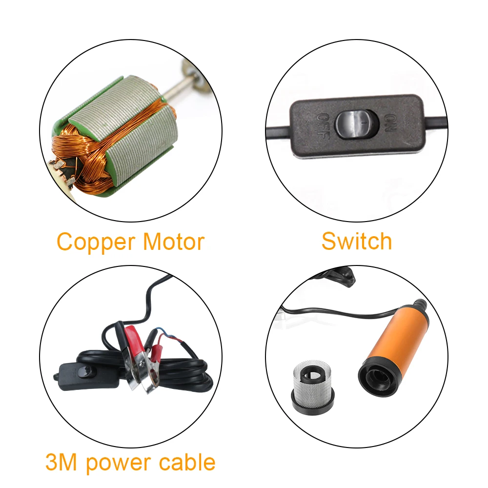 Fuel Transfer Pump 12L/min Mini 12V Aluminum Alloy Shell Car Electric Oil Pump For Pumping Diesel Oil Water Submersible