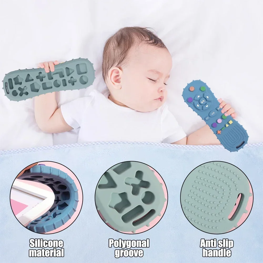 Silicone Simulação TV Controle Remoto Brinquedo, Brinquedo Calmante para o Bebê, Food Grade Teaser Stick, Brinquedos de Educação Sensorial Infantil, Novidade