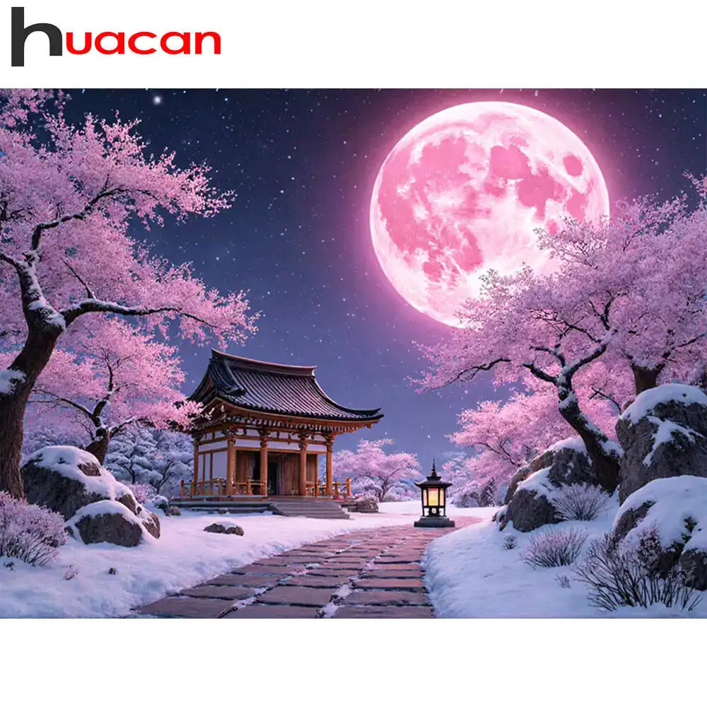 Huacan DIY Baum-Diamantgemälde, Mondlandschaft, Diamant-Stickerei, Winter, neue Kollektion 2025, Heimdekoration