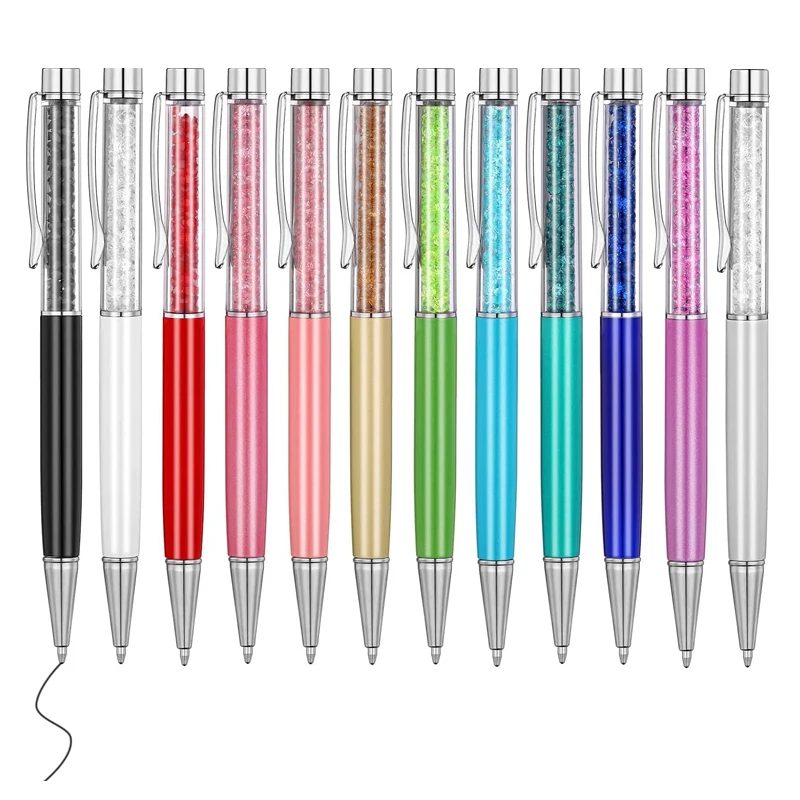 50Pcs Ballpoint Pen Crystal Diamond Metal Beautiful Student Writing Office Gift High Quality Luxury Free Customized Logo Name