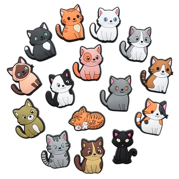 1 Stücke PVC Nette Katzen Schuhe Charms für Crocs DIY Abzeichen Clogs Schnalle Kinder Pins Dekoration Jeans Schuh Zubehör Weihnachten Großhandel
