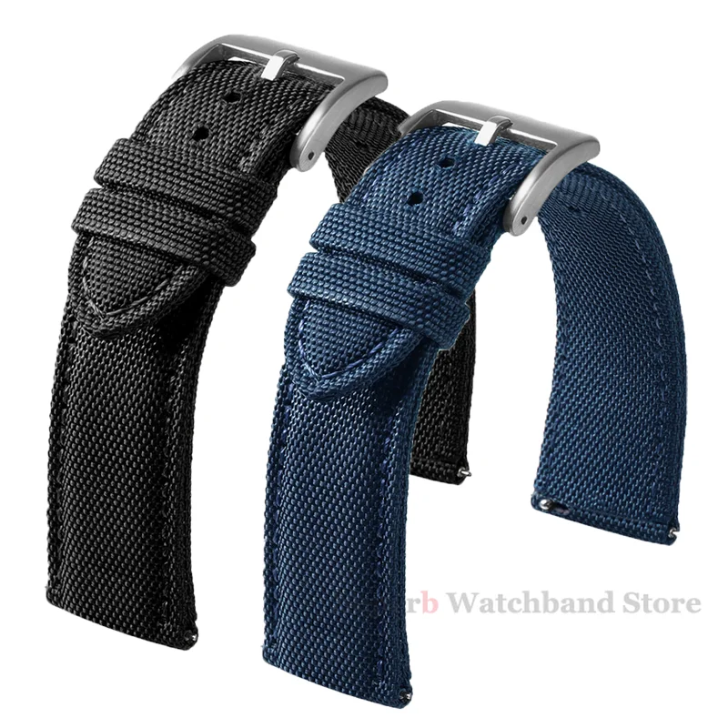 20 مللي متر 22 مللي متر مقاوم للماء Sailcloth حزام ساعة اليد ل أوميغا ل Seiko الوجهين النايلون حزام الساعات الإفراج السريع الفرقة الرياضة حزام للرجال