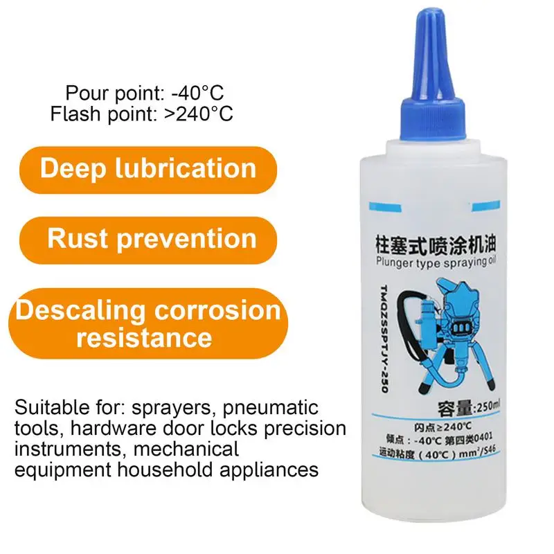 Lubricating Oil For Machine 250ml Sprayer Plunger Lubricant Professional Lubrication Tool For Hardware Door Lock Spray Machines