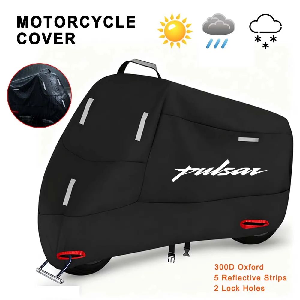 Cubierta de motocicleta 300D Oxford impermeable exterior interior nieve polvo protección UV para Pulsar 200 Pulsar 125 135 150 160 180