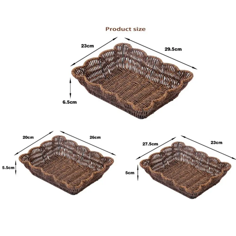 Multistyles Nachahmung Rattan Obstteller Retro Woven Handheld Lagerung Rattan Gewebt Tee Tablett Picknick Snacks Diverse Körbe