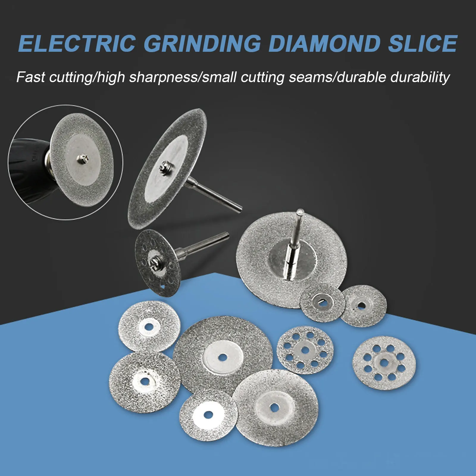 

10Pcs Diamond Circular Saw Blade Set Mini Cutting Disc Rotary Tool Woodworking Electric Grinding Accessory for Dremel Mini Drill