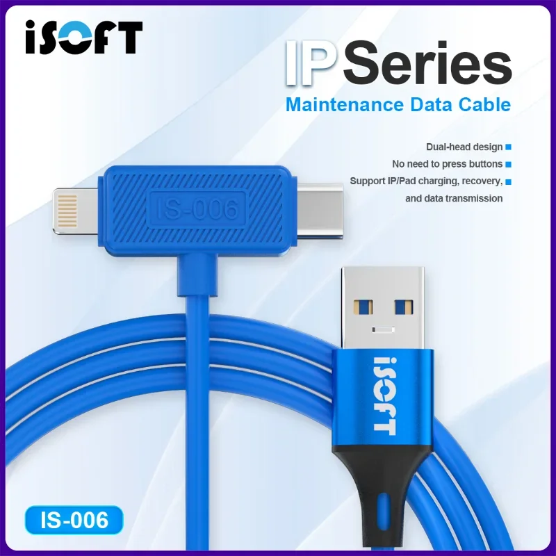 ISOFT IS-006 Dual Interface Data Recovery Cable For iPhone Flashing & Transmission Quick Startup DFU Purple Screen Repair Line