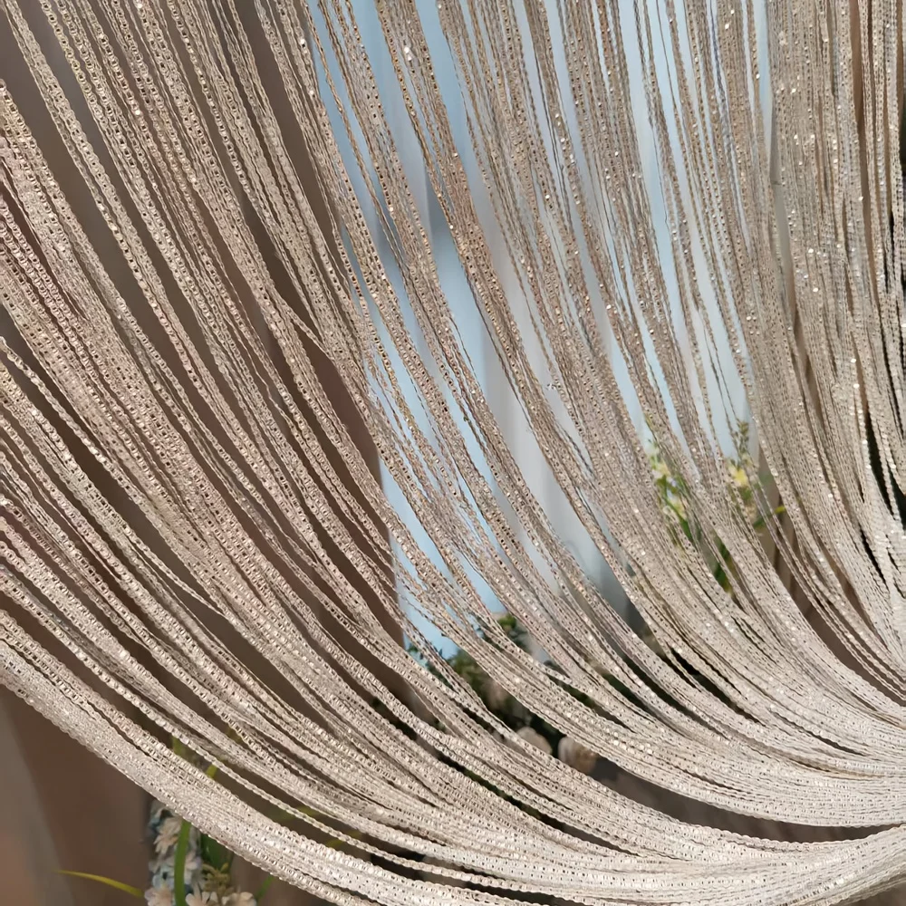 1 Piece of Wedding Decorative Fabric Curtain, W300 X H300Cm, Shiny Tassel String Curtain, Home Decor Curtain, Room Divider Curtain, Drape Suitable for Christmas, Halloween, Valentine's Day, Wedding Backdrop Decoration