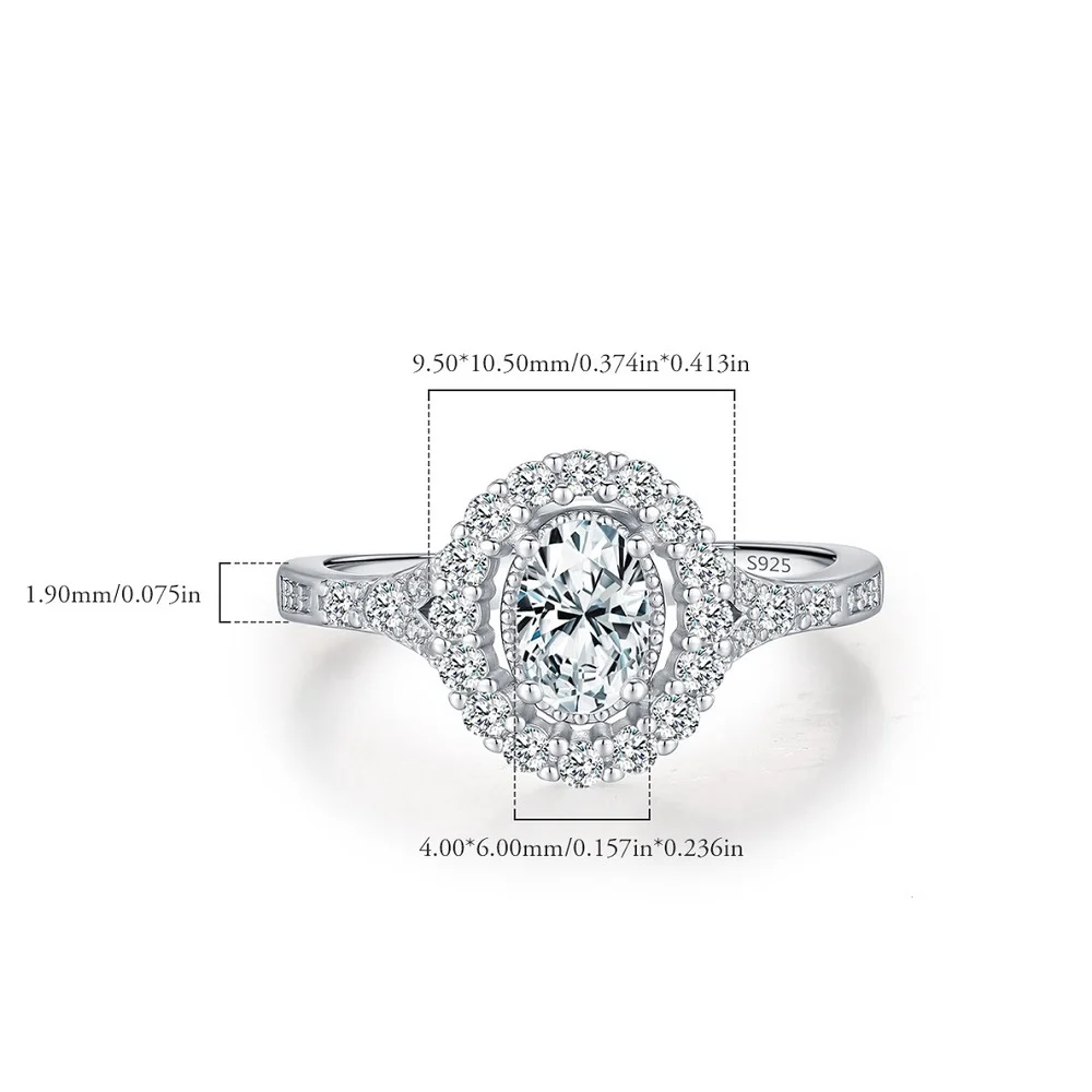 

Apaison Sparkling 4x6mm 0.5 Carat Moissanites Women's Ring - Wedding Engagement Party 925 Sterling Silver Jewelry Gift