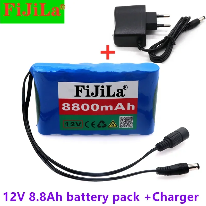 Batterie Lithium-Ion Portable Rechargeable 100% Originale, 12v, 8800mah, 8,8 Ah, Moniteur De Caméra CCTV Avec Chargeur 12.6v