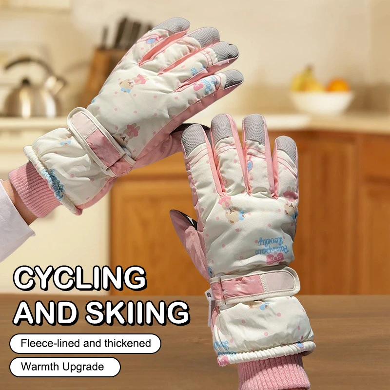 

Пара зимних женских лыжных перчаток для верховой езды, ветрозащитные, водонепроницаемые, утолщенные, мягкие, теплые уличные перчатки