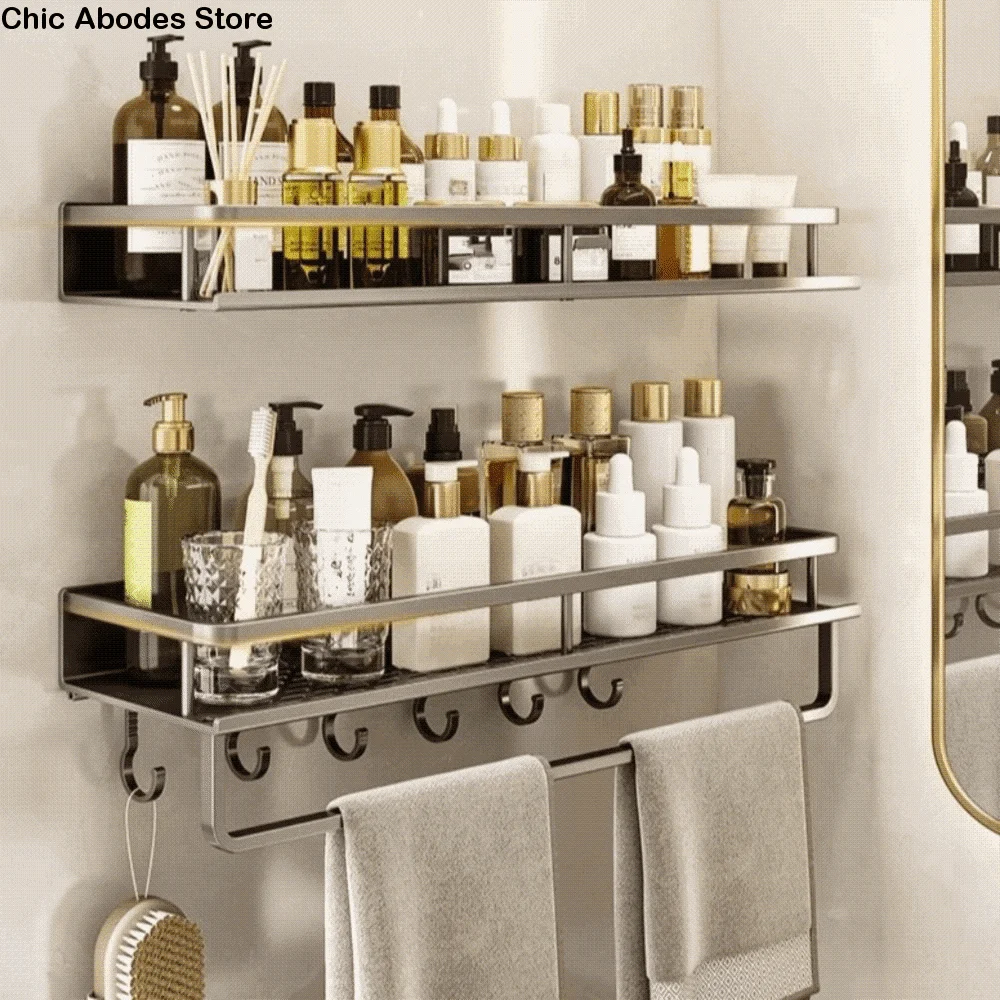 

Полка для ванной комнаты из алюминиевого сплава, прямоугольная форма, полка для душа без дрели, экономия места, устойчивая к ржавчине, угловая полка для хранения туалетных принадлежностей