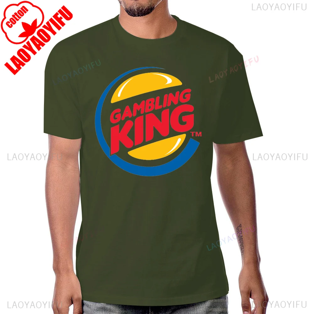 مضحك القمار الملك تي شيرت فيغاس الروليت فتحة بوكر القمار عادية موضة الشارع الشهير رجل التي شيرت القطن قصير الأكمام تي شيرت #3