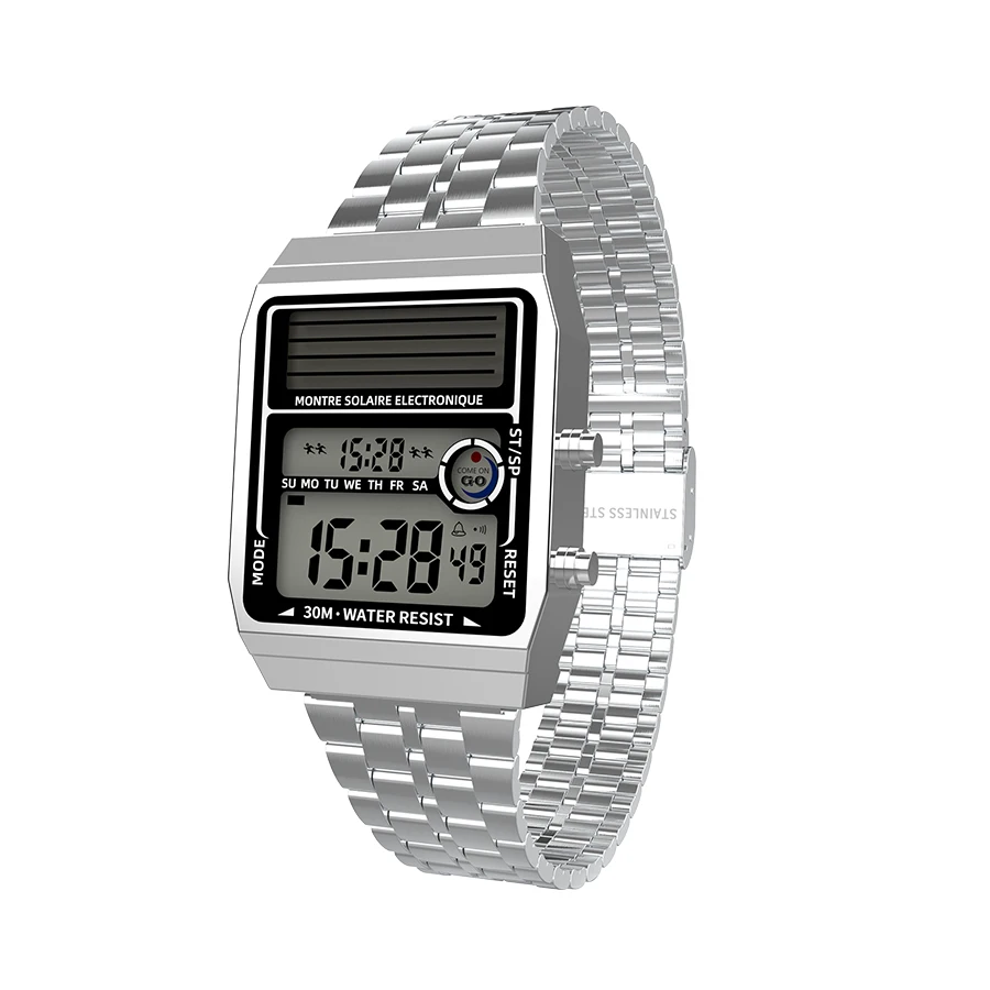 Solar Retro Fashionable Multi-function Electronic Watch