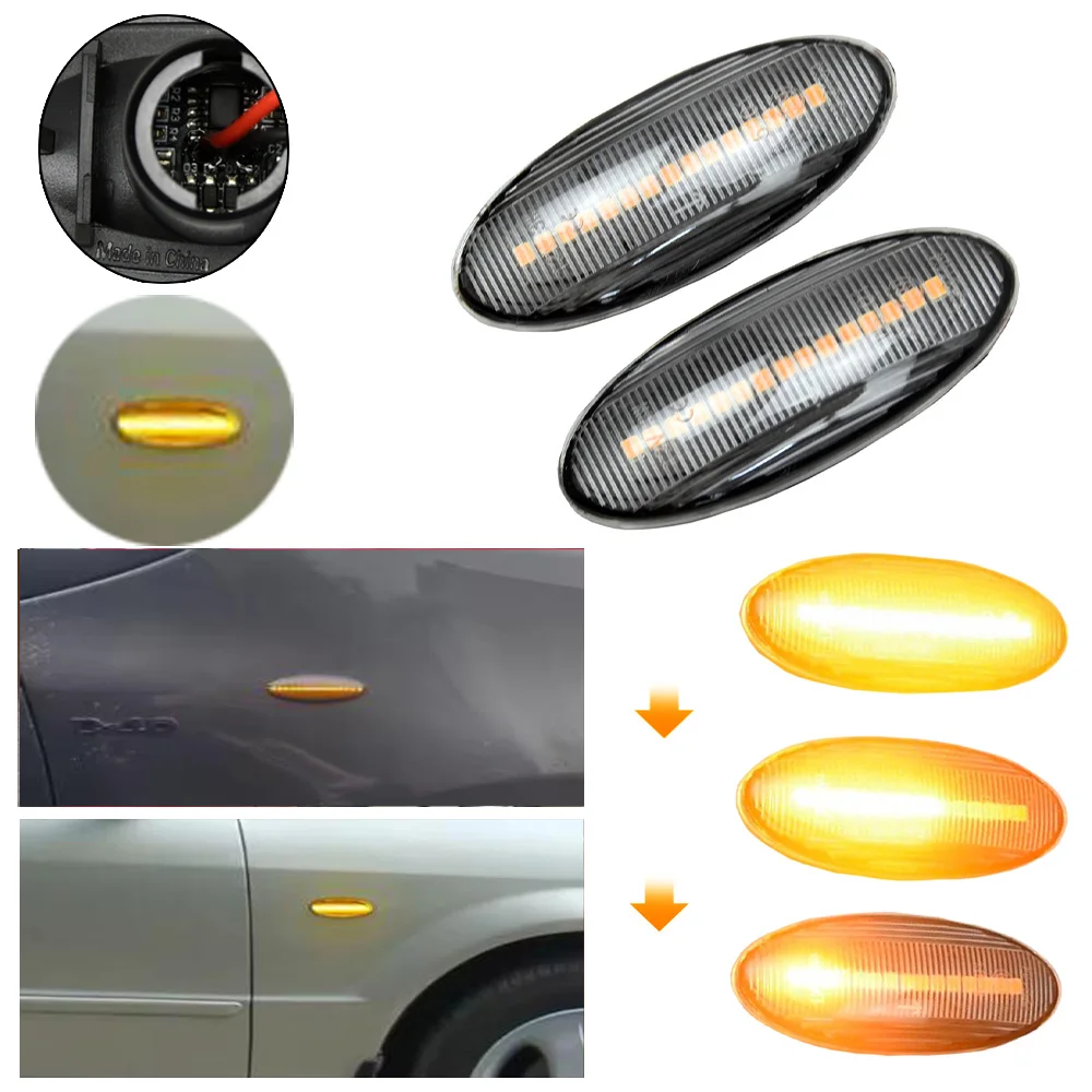 1 Pair Car For SMART FORFOUR Renault KOLEOS Nissan X-Trail QASHQAI NP300 Dynamic LED Side Marker Turn Signal Lights