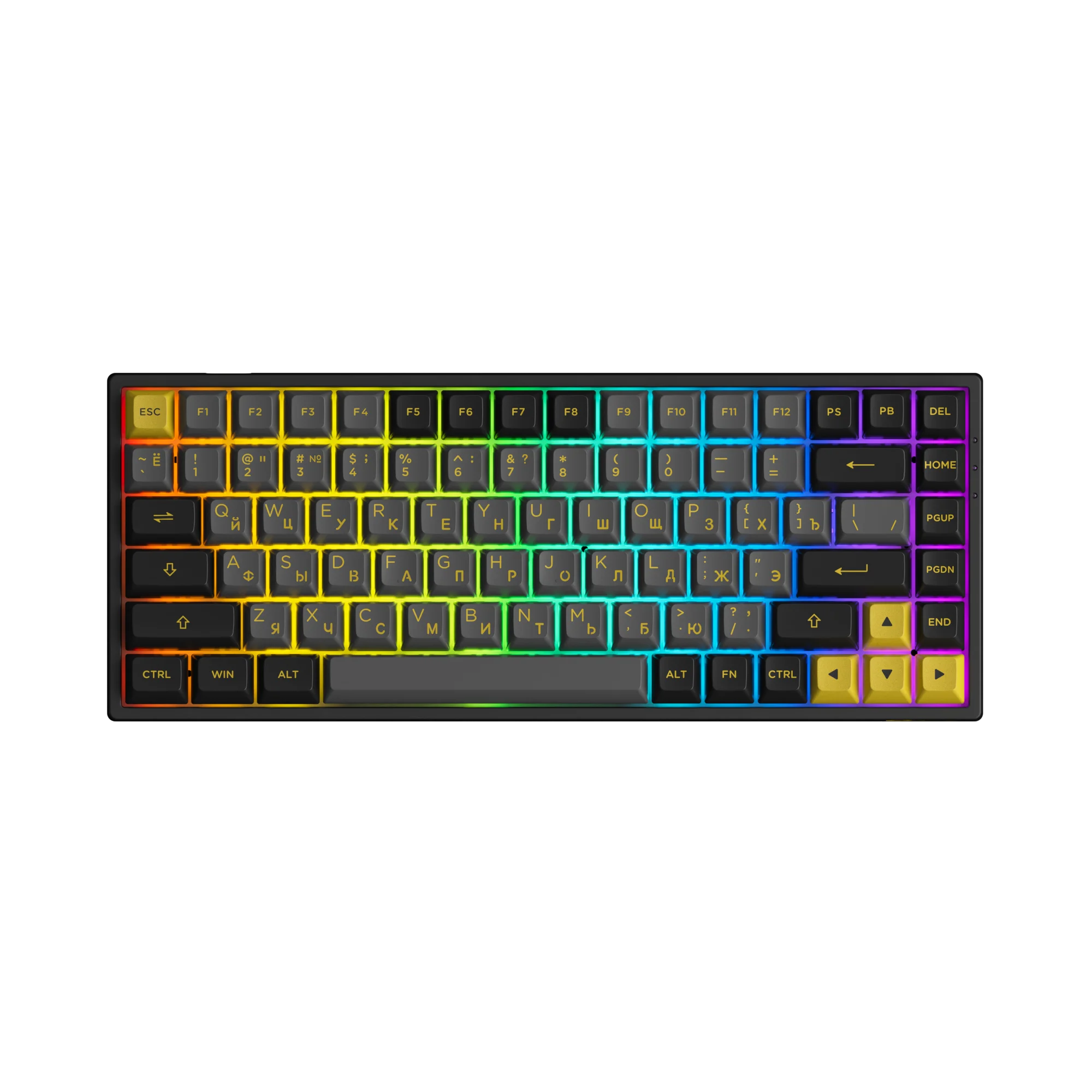 Akko 3084B Plus negro y dorado ruso/inglés RGB Teclado mecánico inalámbrico para jugar intercambiable en caliente multimodos BT 5,0/2,4 GHz/tipo C