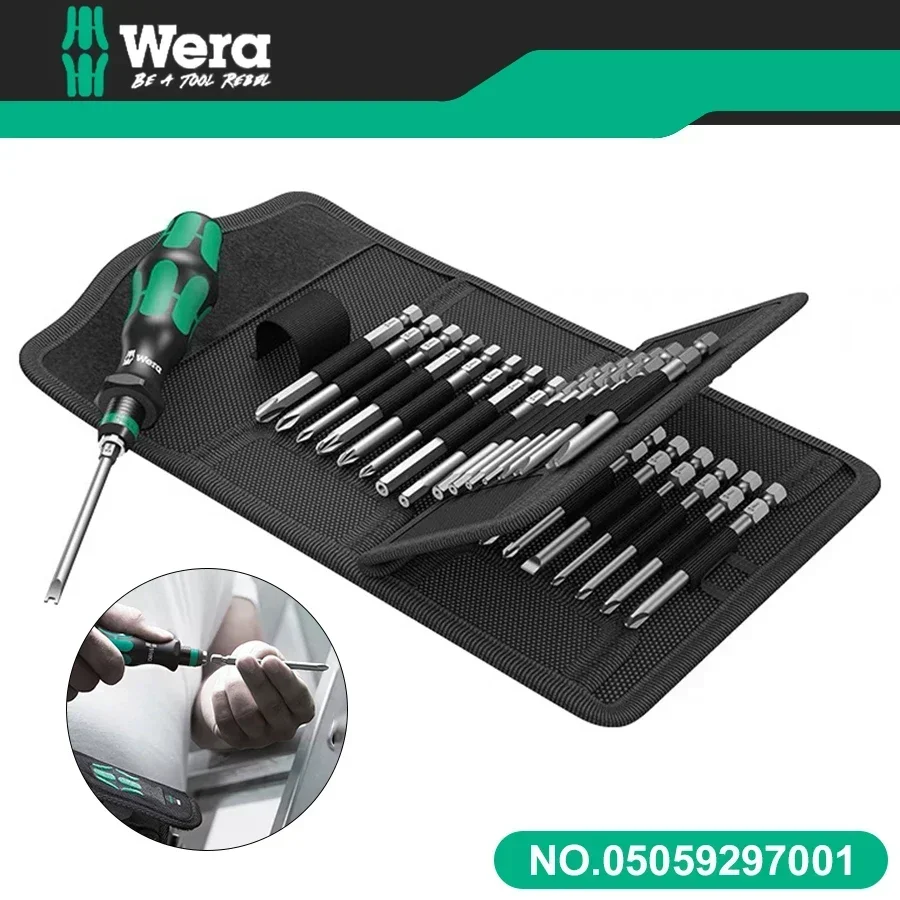 Genuine WERA 05059297001 33 PCS Screwdriver Set Kraftform Kompakt 62 Multi Size with 89mm Long Bits with Tool Bag  bit setBuildi