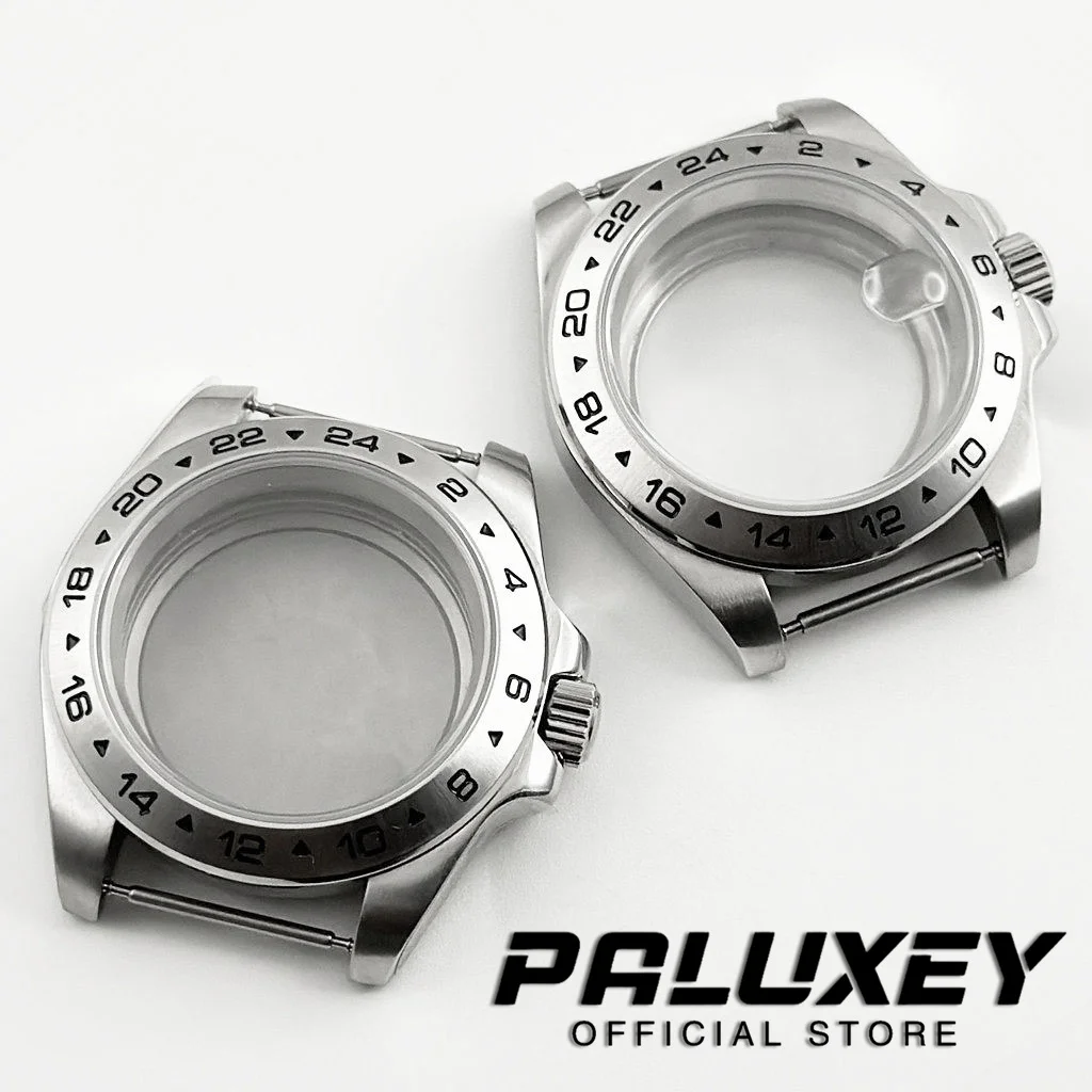 40mm Sapphire Glass Watch Case Fit NH34 NH35 NH36 ETA 2824 PT5000 Movement  24 Hours Fixed Bezel Solid Steel 316L