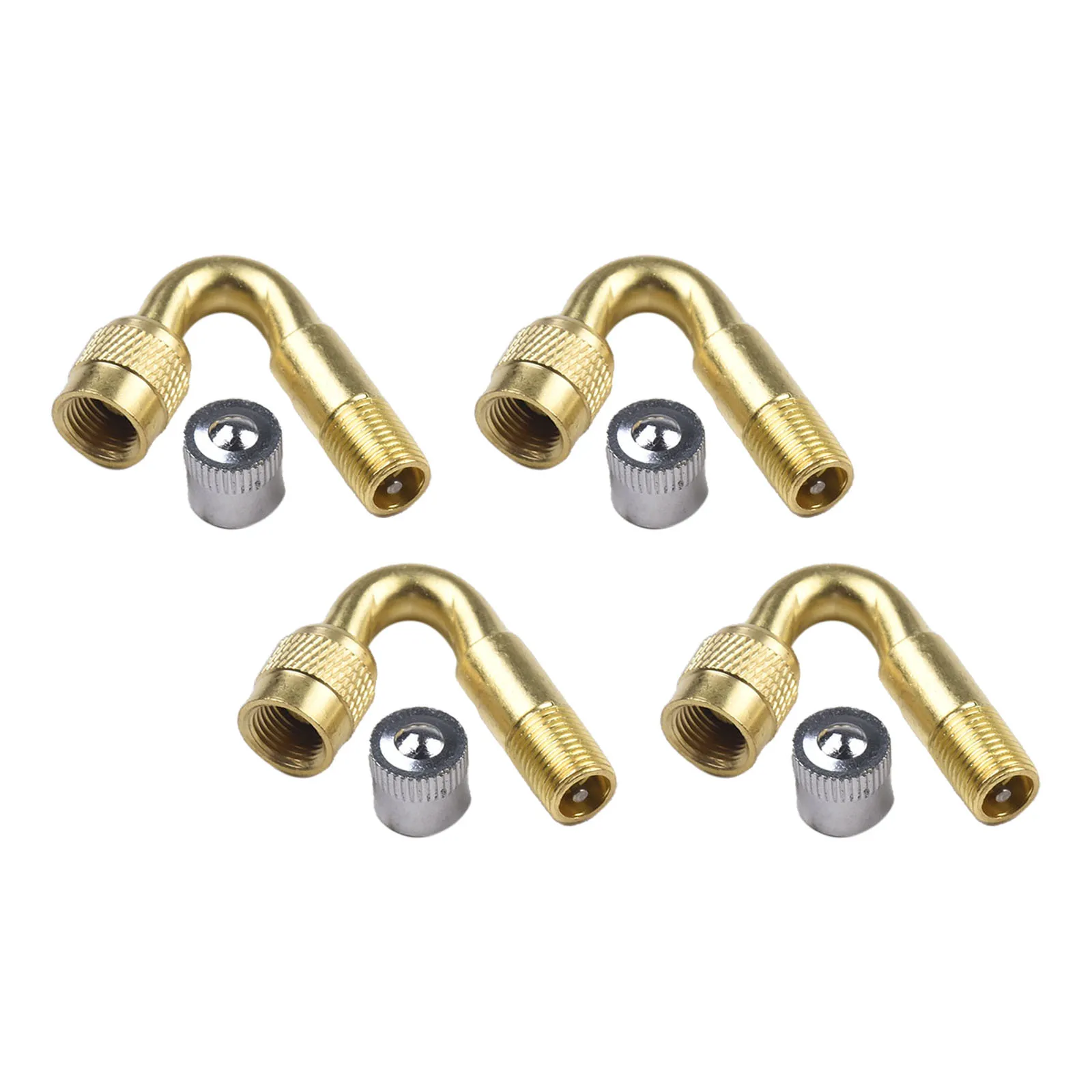 45 Degree Metal Valve Stem Extension Adapters 4pcs for Car Truck Van Lorry Brass Construction Rustproof Valve Extensions