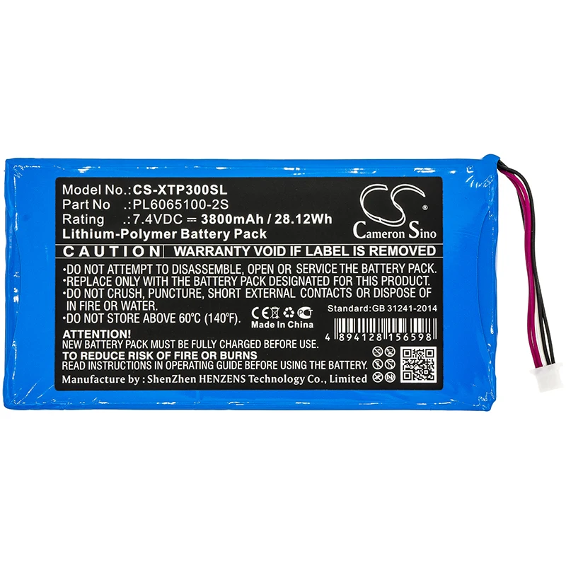 Diagnostic Scanner Battery For  XTOOL PL6065100-2S  EZ300 Pro  i80 Pad Volts 7.4  Capacity 3800mAh / 28.12Wh