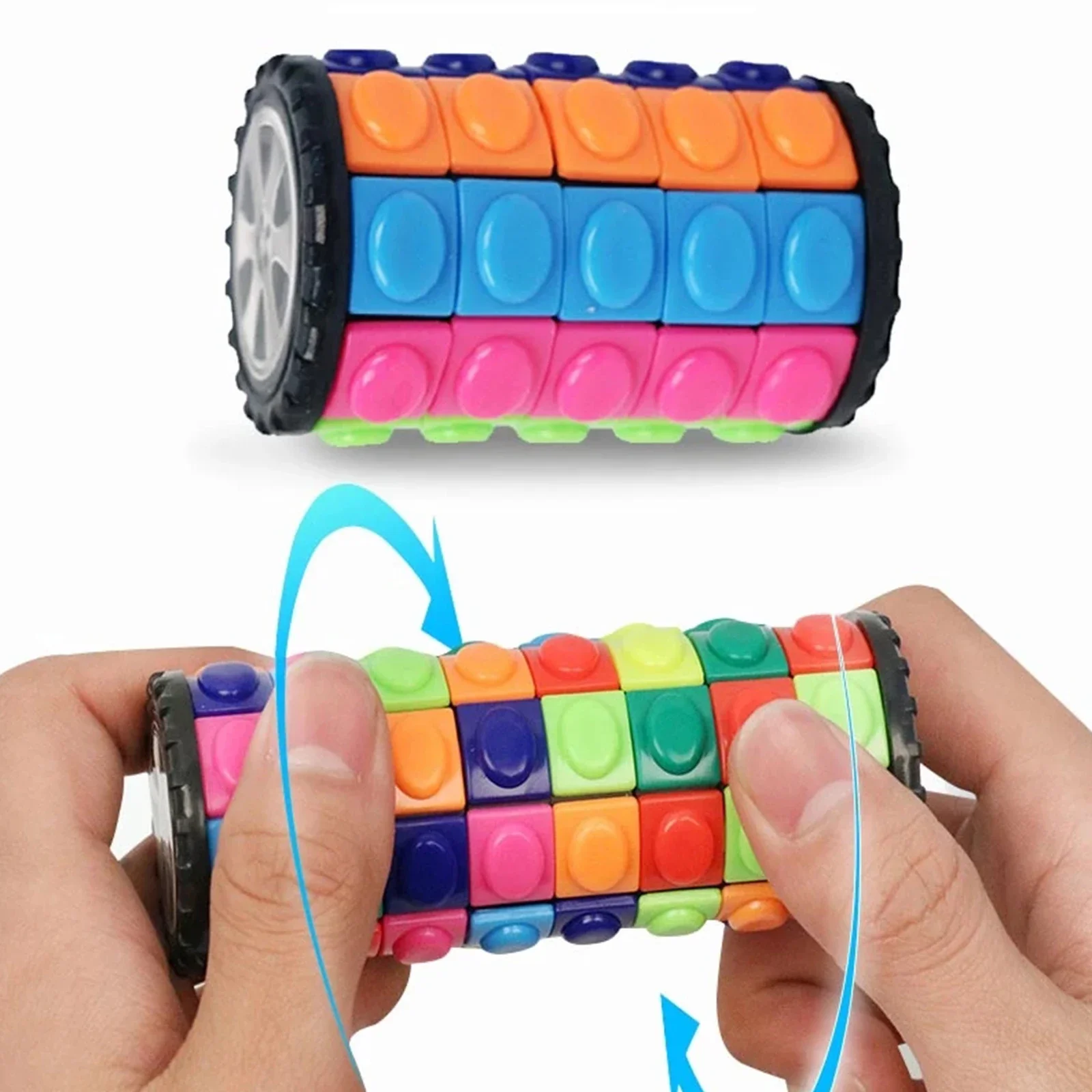 3D Rotate Slide Cylinder Tower Level 7/5/3 Colorful Stress Relief Funny Puzzles Educational Sensory Toys for Children Adult