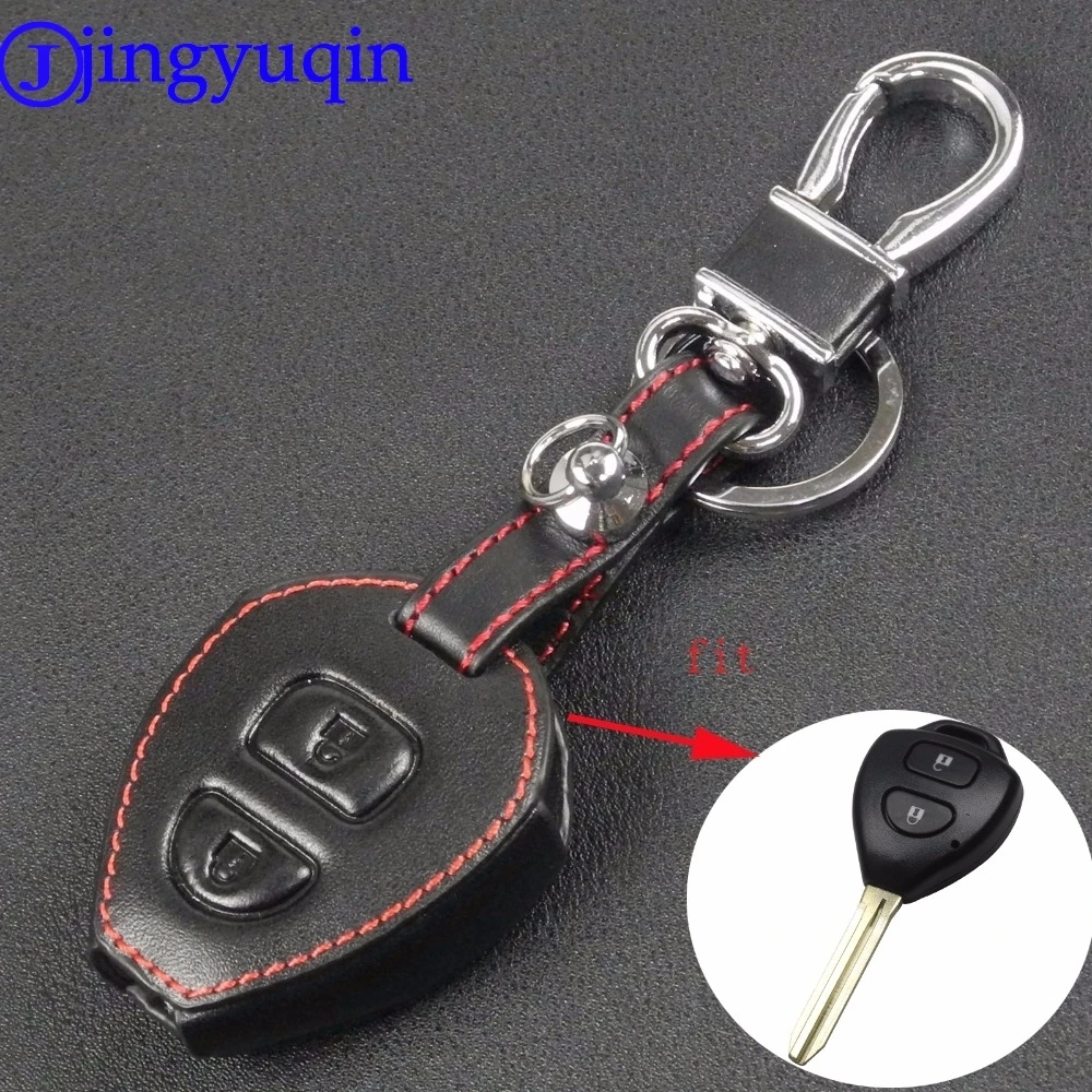 jingyuqin Remote Car Key Leather Case Cover For Toyota Corolla Rav4 Yaris Avensis Prado Car Key Wallet Car Styling 2 Buttons