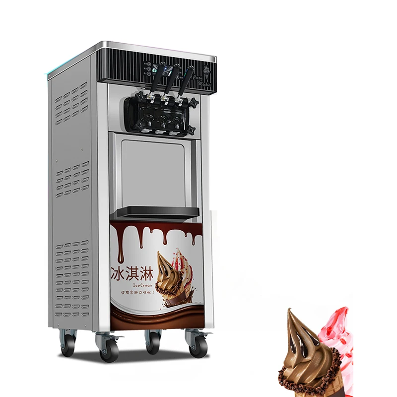 Stainless Steel Soft Ice Cream Making Machine Three Flavor Ice Cream Maker High Quality Commercial Ice Cream Machine