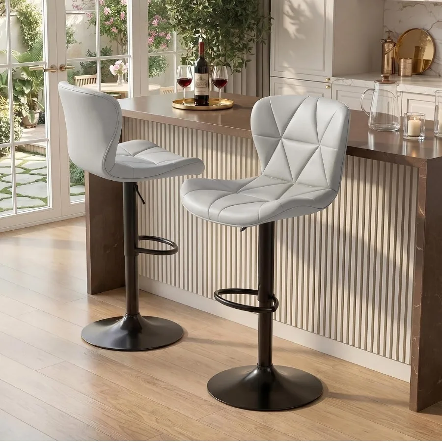 Bar Bar Stools, Modern Faux Leather Adjustable Swivel Barstools, Counter Height Chairs with Back and Footrest for Kitchen Island - Aliexpress Deal