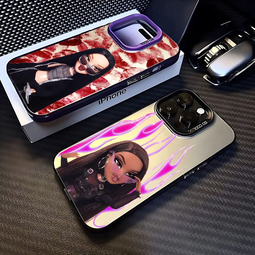 Cute Girl Bratzs Doll Phone Case For iPhone 15 14 13 12 11 Pro Max X XR XSMAX 8 7 Plus Candy Matte Shockproof Back Cover