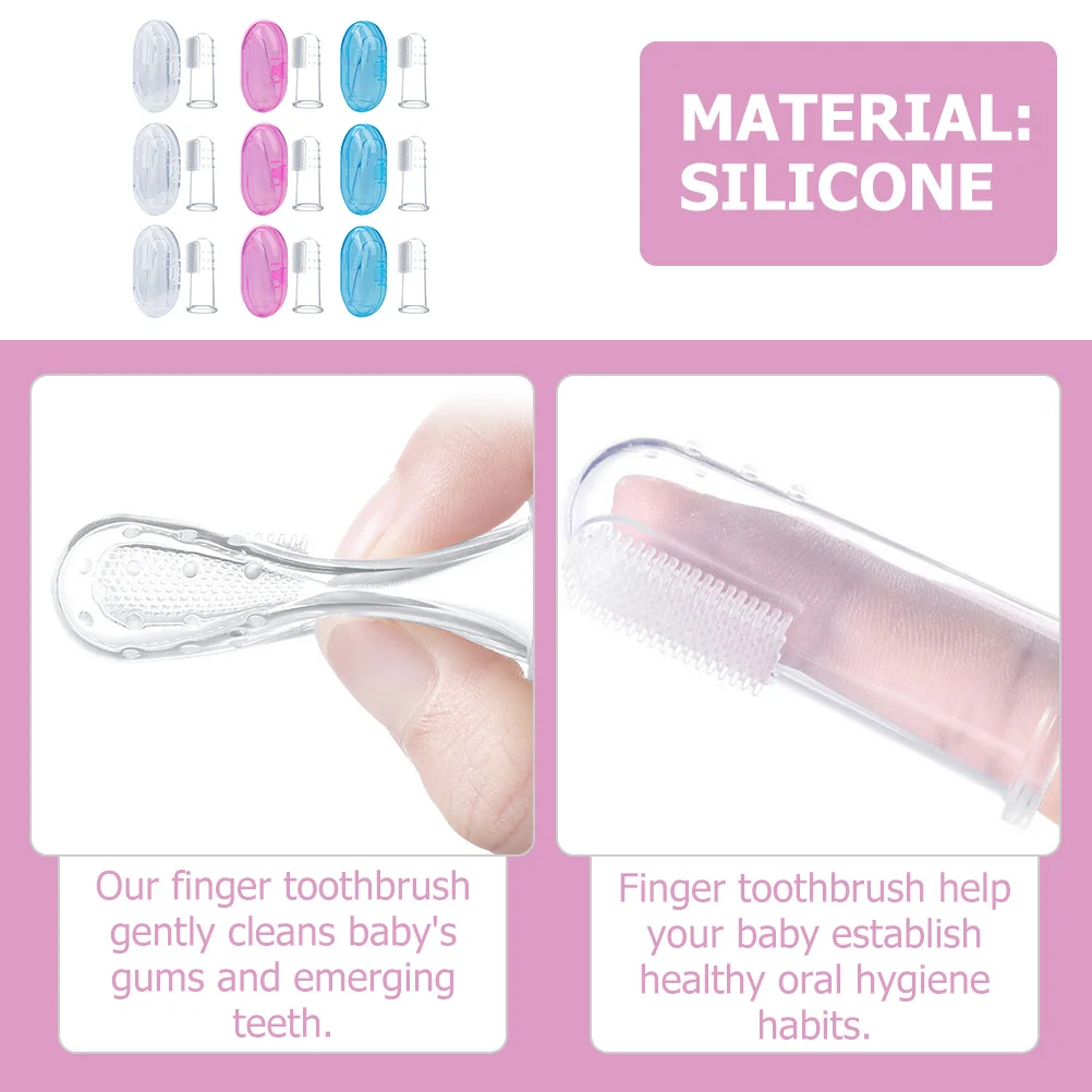 

9pcs Silicone Finger Toothbrush Baby Oral Care Cleaning Brush Teething Toddler Teeth Cleaner Newborn Infant Kit