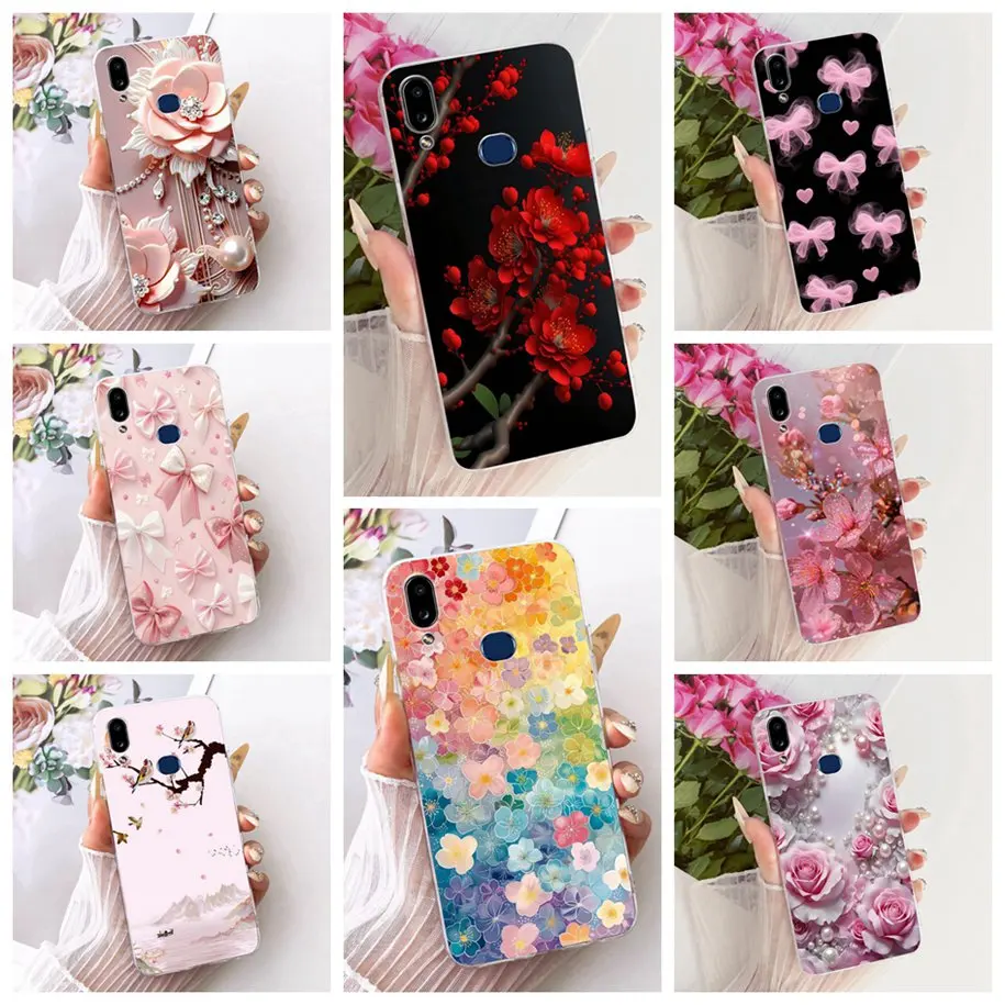 For Samsung Galaxy A10s Case SM-A107F Cover Fashion Flower Bow Soft Silicone Phone Cases For Samsung M01s M017F A10 A105F Bumper