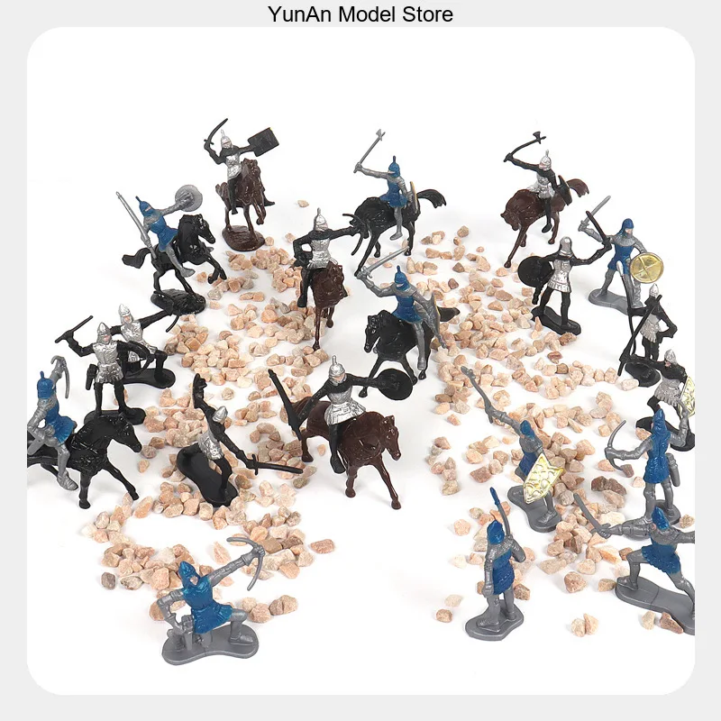 Medieval Soldier Figures Ancient Roman Cavalry Warhorse Knight Warrior Model Colorful Soldier & Horse Set