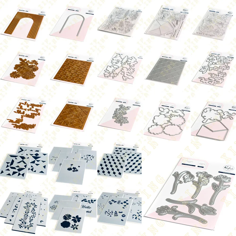 

Blooms Foliage Envelope Words New Arrival Metal Cutting Dies Stamps Stencil Hot Foil Scrapbook Decoration Embossing Template