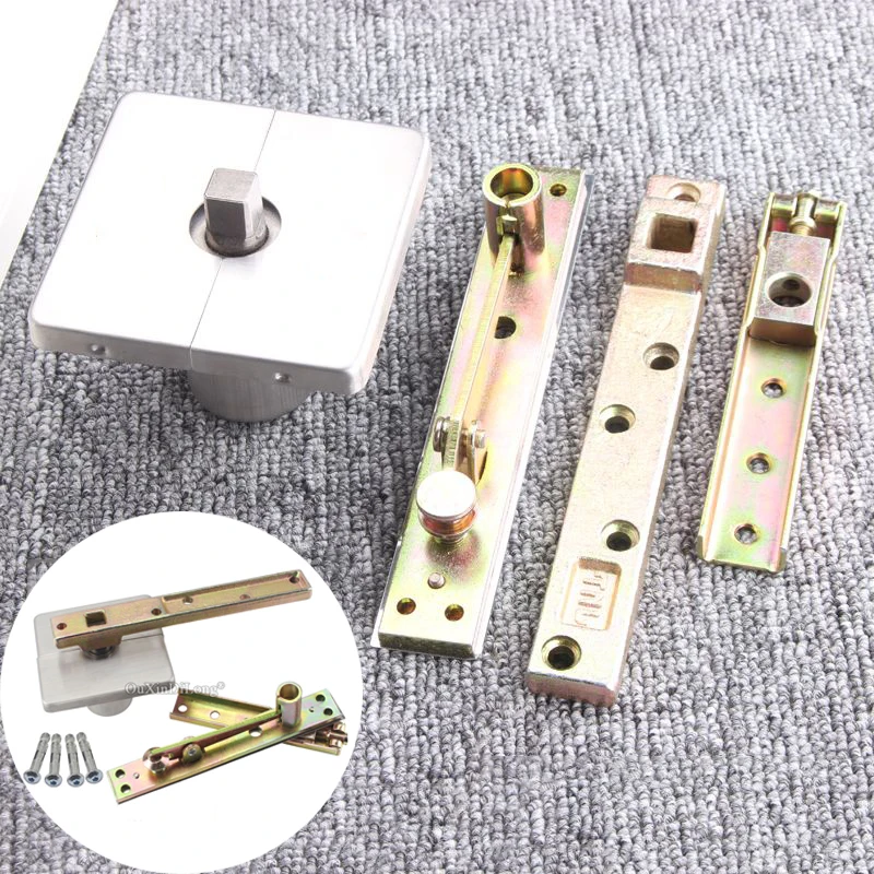 1Set Heavy Pneumatic Door Pivot Hinges 360° Rotary+Positioning Buffer Soft Close Door Hinges Floor Spring Door Shaft Load 150KG
