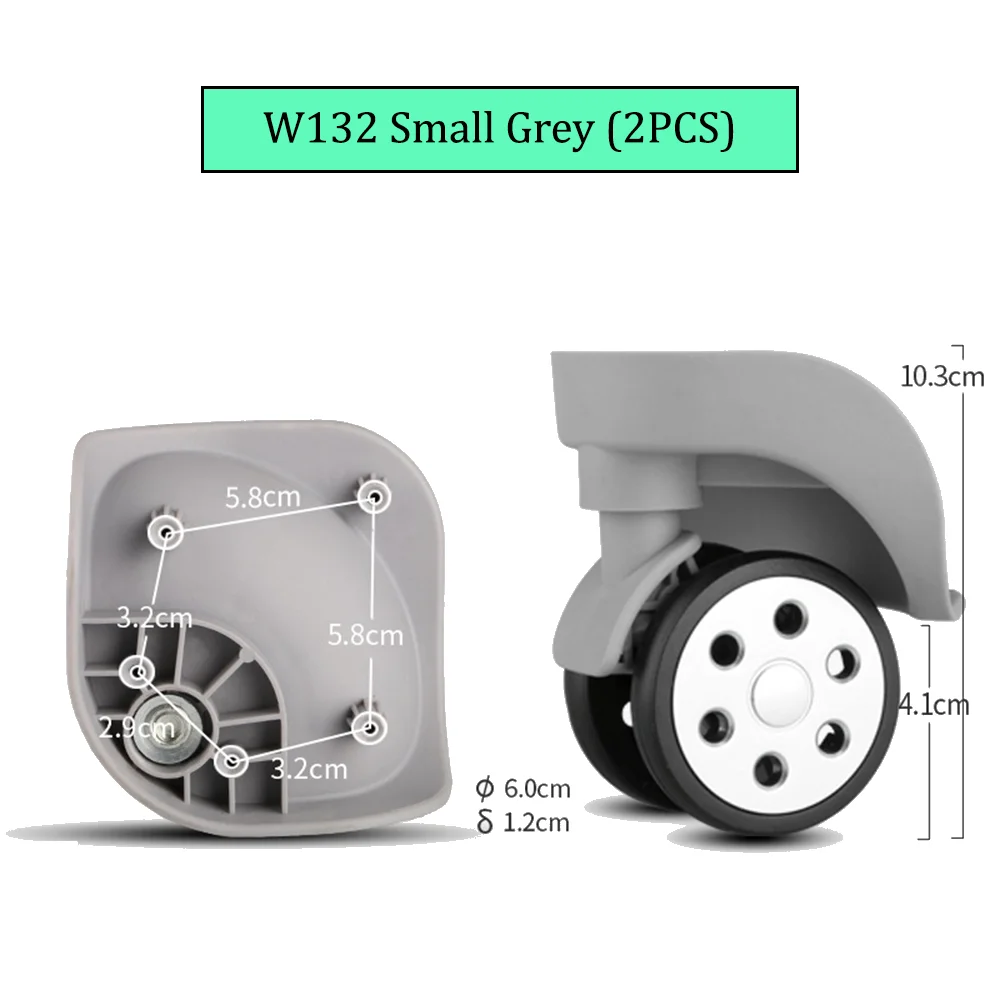 W132 Trolley Case Wheel, facilmente lidar com a polia da bagagem, rodízios deslizantes, reparação resistente ao desgaste Slient