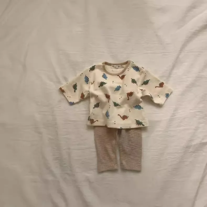 2024 autunno nuovo bambino manica lunga vestiti per la casa Set neonato ragazzo stampa top + pantaloni cotone 2 pezzi vestito bambino ragazze